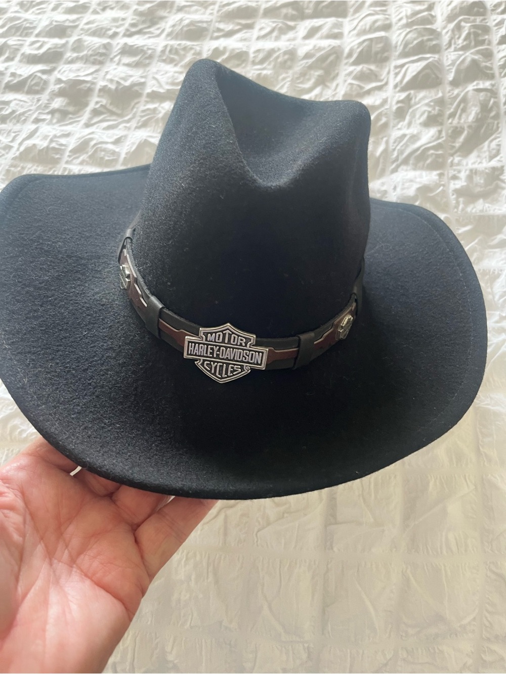 Harley Davidson Vintage Wool felt Crushable Western Hat - Picture 4 of 5
